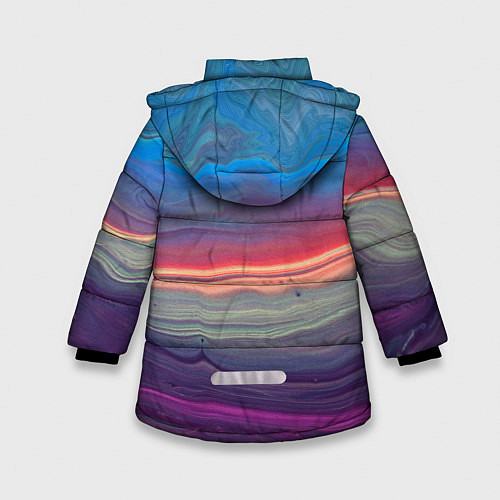 Зимняя куртка для девочки Цветной переливающийся абстрактный песок / 3D-Красный – фото 2