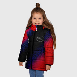 Куртка зимняя для девочки Jaguar красный карбон, цвет: 3D-черный — фото 2