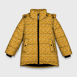 Куртка зимняя для девочки Паттерн с утятами, цвет: 3D-черный