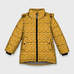 Куртка зимняя для девочки Паттерн с утятами, цвет: 3D-светло-серый