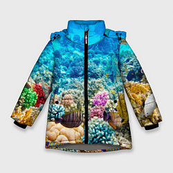 Куртка зимняя для девочки Дно морское, цвет: 3D-светло-серый