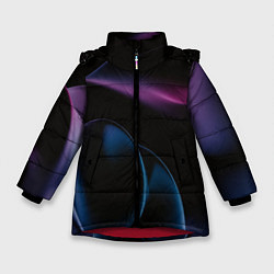Куртка зимняя для девочки Абстрактные фиолетовые волны, цвет: 3D-красный