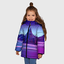Куртка зимняя для девочки Neon mountains - Vaporwave, цвет: 3D-светло-серый — фото 2