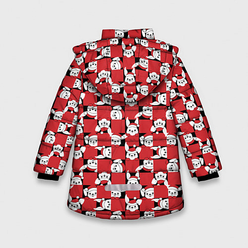 Зимняя куртка для девочки Кролики в красных шапках / 3D-Красный – фото 2
