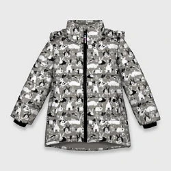Куртка зимняя для девочки Кролики пятнистые, цвет: 3D-светло-серый