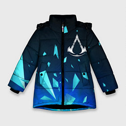 Куртка зимняя для девочки Assassins Creed взрыв частиц, цвет: 3D-черный