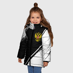 Куртка зимняя для девочки Менеджер из России и герб РФ: надпись, символ, цвет: 3D-черный — фото 2