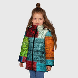 Куртка зимняя для девочки Patchwork - art, цвет: 3D-красный — фото 2