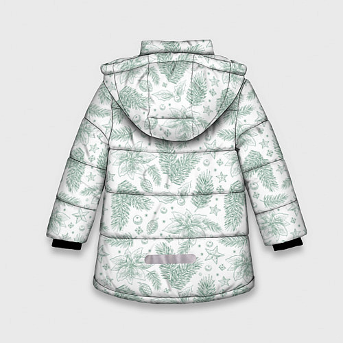Зимняя куртка для девочки Шишки и веточки - Новый год / 3D-Красный – фото 2