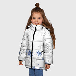 Куртка зимняя для девочки Новогодние Снежинки - Белый, цвет: 3D-светло-серый — фото 2