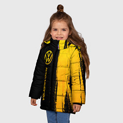Куртка зимняя для девочки Volkswagen - gold gradient: по-вертикали, цвет: 3D-черный — фото 2