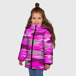 Куртка зимняя для девочки Абстракция милитари ярко розовый, цвет: 3D-светло-серый — фото 2