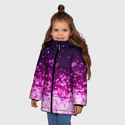 Куртка зимняя для девочки Розовые блёстки на тёмном фоне, цвет: 3D-красный — фото 2