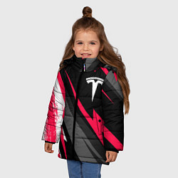 Куртка зимняя для девочки Tesla fast lines, цвет: 3D-черный — фото 2