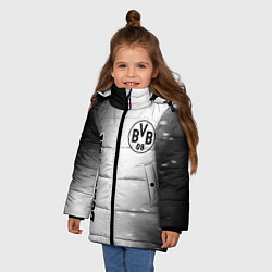 Куртка зимняя для девочки Borussia sport на светлом фоне: надпись, символ, цвет: 3D-черный — фото 2