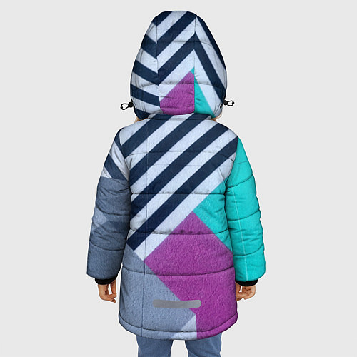 Зимняя куртка для девочки Разнообразные абстрактные паттерны / 3D-Светло-серый – фото 4