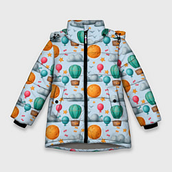 Зимняя куртка для девочки Воздушные шары и луна