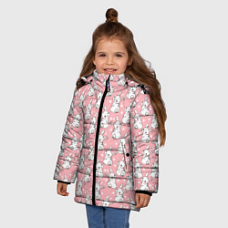 Куртка зимняя для девочки Зайчики паттерн, цвет: 3D-черный — фото 2