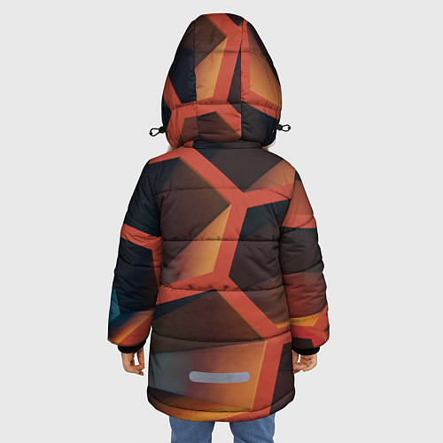 Зимняя куртка для девочки Абстрактные шестигранные фигуры / 3D-Светло-серый – фото 4