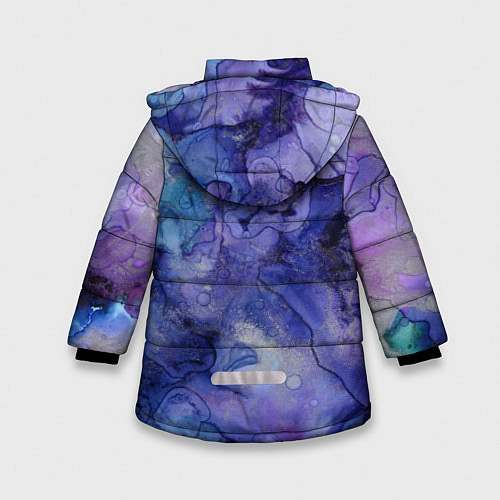 Зимняя куртка для девочки Акварельная абстракция в синих тонах / 3D-Светло-серый – фото 2