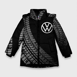 Куртка зимняя для девочки Volkswagen tire tracks, цвет: 3D-черный