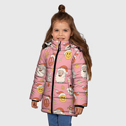 Куртка зимняя для девочки Новогодний паттерн, цвет: 3D-красный — фото 2