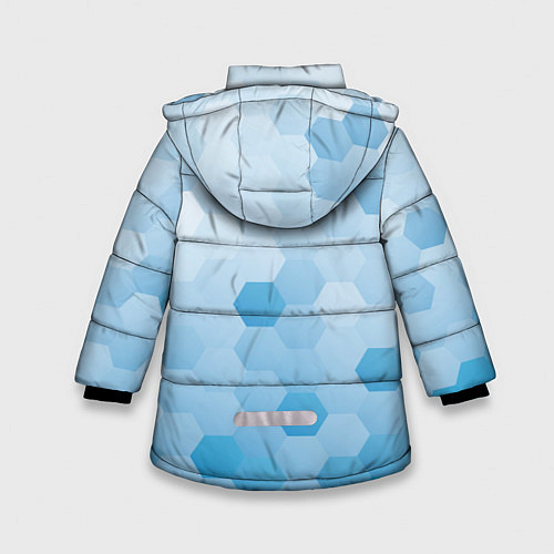 Зимняя куртка для девочки Светло-синяя текстура-паттерн / 3D-Красный – фото 2
