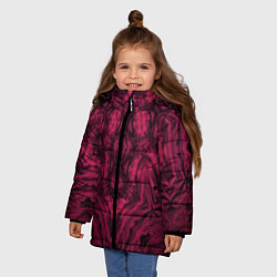 Куртка зимняя для девочки Черно красный абстрактный орнамент, цвет: 3D-красный — фото 2
