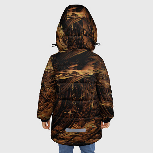 Зимняя куртка для девочки Абстрактные лиственные краски / 3D-Светло-серый – фото 4