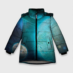 Куртка зимняя для девочки Космос и планеты, цвет: 3D-светло-серый