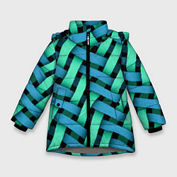 Зимняя куртка для девочки Сине-зелёная плетёнка - оптическая иллюзия