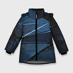 Куртка зимняя для девочки Тёмные геометрические линии и фигуры, цвет: 3D-светло-серый