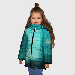 Куртка зимняя для девочки Сине-зелёный туман и мазки красок, цвет: 3D-черный — фото 2