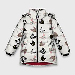 Куртка зимняя для девочки Эстетика: разные коты, цвет: 3D-красный