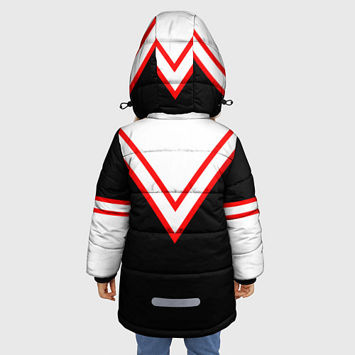 Зимняя куртка для девочки FIRM черная с белым углом / 3D-Светло-серый – фото 4