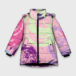 Зимняя куртка для девочки Розовый фон и разноцветные круги