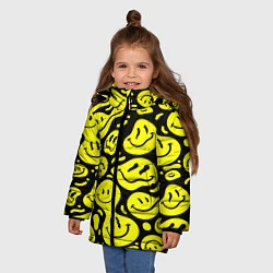 Куртка зимняя для девочки Кислотный желтый смайлик, цвет: 3D-светло-серый — фото 2