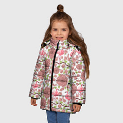 Куртка зимняя для девочки Фламинго и лотосы, цвет: 3D-черный — фото 2