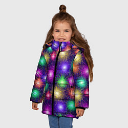 Куртка зимняя для девочки Праздничный салют - фейерверк, цвет: 3D-черный — фото 2