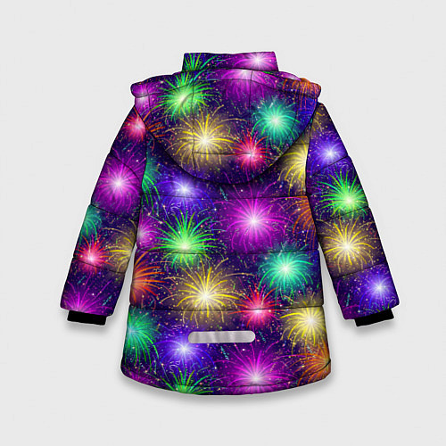 Зимняя куртка для девочки Праздничный салют - фейерверк / 3D-Красный – фото 2