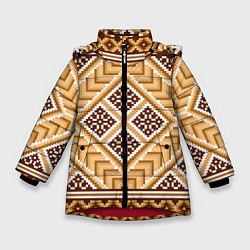 Зимняя куртка для девочки Индейский пиксельный орнамент