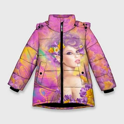Куртка зимняя для девочки Розовая фея бабочка, цвет: 3D-черный