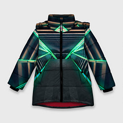Зимняя куртка для девочки Неоновые фонари на космическом коридоре