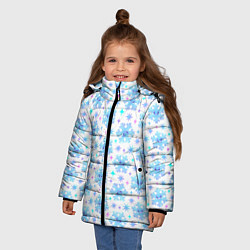 Куртка зимняя для девочки Снежинки с цветными звездами на белом фоне, цвет: 3D-светло-серый — фото 2