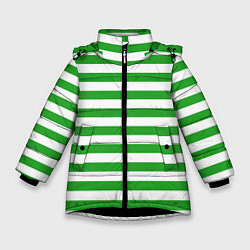 Зимняя куртка для девочки Зеленый полосатый новогодний леденец