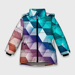 Куртка зимняя для девочки Объёмные разноцветные кубы, цвет: 3D-светло-серый
