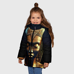 Куртка зимняя для девочки Нейросеть - золотая статуя египетской царицы, цвет: 3D-светло-серый — фото 2