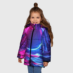 Куртка зимняя для девочки Круг и разноцветные кристаллы - vaporwave, цвет: 3D-черный — фото 2