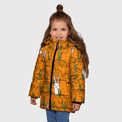 Куртка зимняя для девочки Милые кролики в морковном поле, цвет: 3D-черный — фото 2