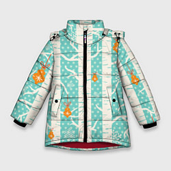 Куртка зимняя для девочки Новогодние берёзки, цвет: 3D-красный